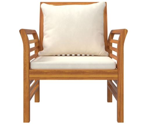 Sillones con cojines blanco crema 2 uds madera maciza de acacia