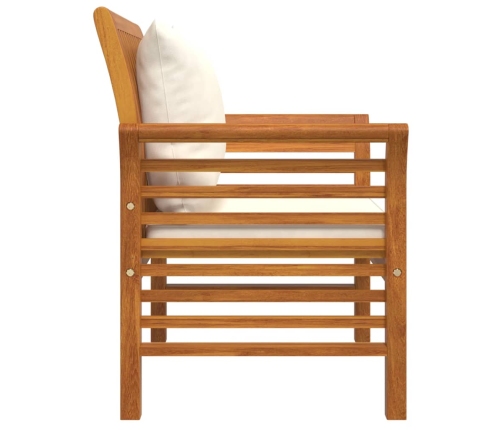 Sillones con cojines blanco crema 2 uds madera maciza de acacia