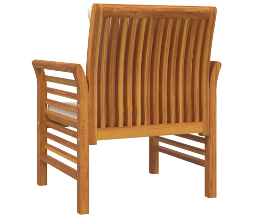 Sillones con cojines blanco crema 2 uds madera maciza de acacia