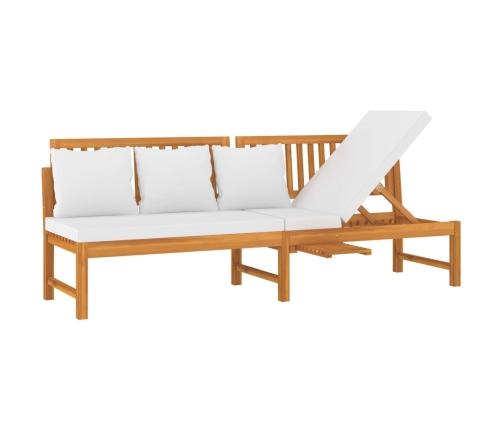 vidaxL Sofá cama con cojín madera maciza acacia crema 200x60x75 cm