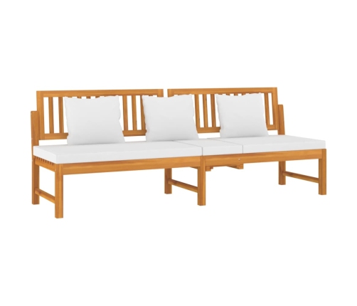 vidaxL Sofá cama con cojín madera maciza acacia crema 200x60x75 cm