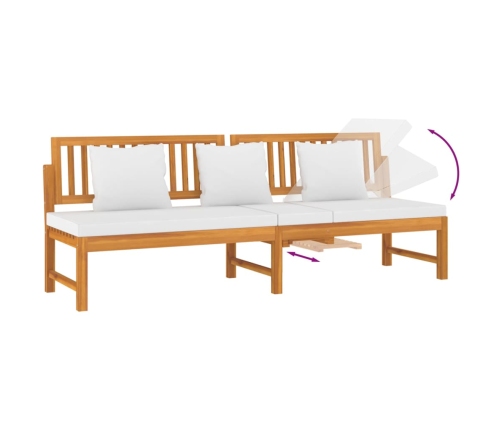 vidaxL Sofá cama con cojín madera maciza acacia crema 200x60x75 cm