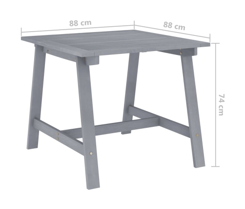 vidaXL Mesa de comedor de jardín madera maciza acacia gris 88x88x74 cm