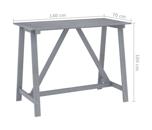 Mesa alta de jardín madera maciza de acacia gris 140x70x104 cm