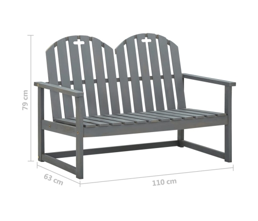 Banco de jardín madera maciza de acacia gris 110 cm