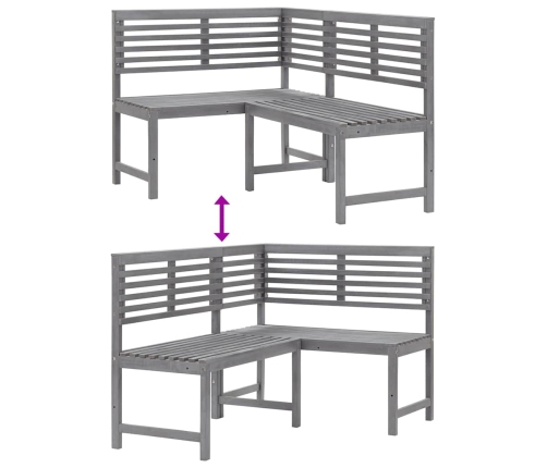 Banco de esquina de jardín madera maciza de acacia gris 140 cm