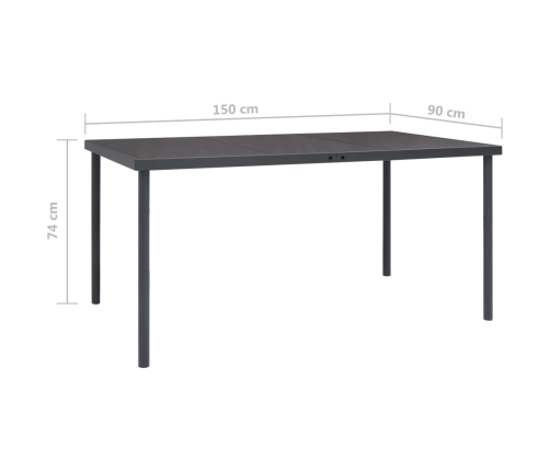 Mesa de comedor de jardín acero gris antracita 150x90x74 cm