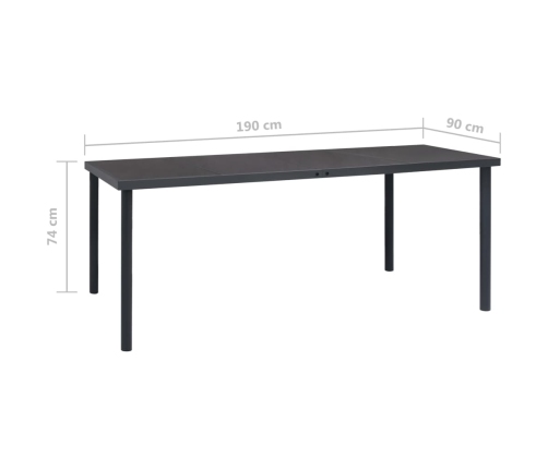 Mesa de comedor de jardín acero gris antracita 190x90x74 cm