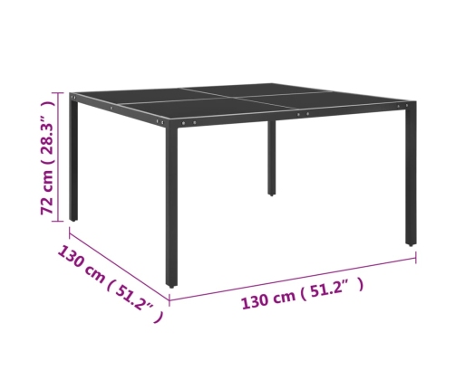 Mesa de jardín de acero y vidrio antracita 130x130x72 cm