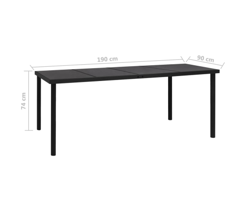 vidaXL Mesa de jardín de acero negra 190x90x74 cm