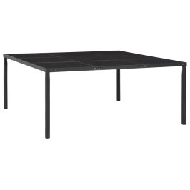 Mesa de comedor de jardín acero y vidrio negra 170x170x74,5 cm