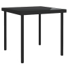 Mesa de comedor de jardín vidrio y acero negro 80x80x72 cm