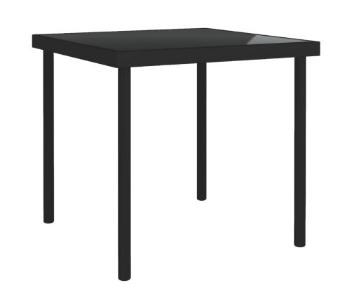 Mesa de comedor de jardín vidrio y acero negro 80x80x72 cm