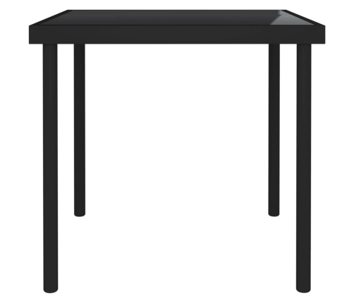 Mesa de comedor de jardín vidrio y acero negro 80x80x72 cm