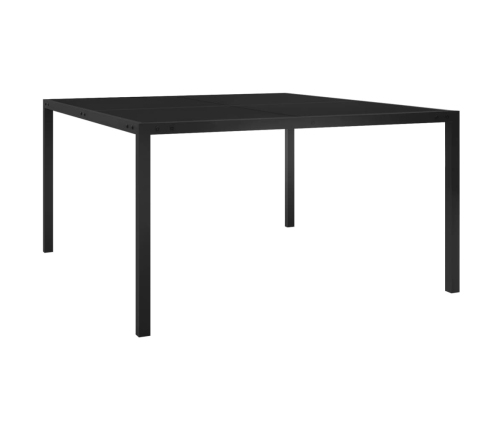 Mesa de jardín de acero y vidrio negra 130x130x72 cm