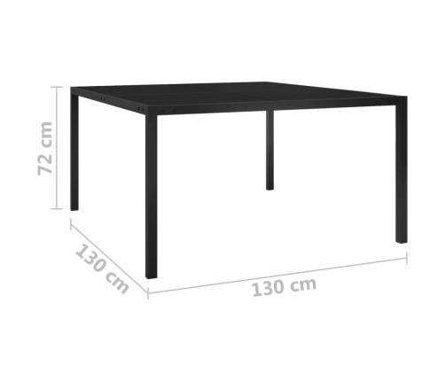 Mesa de jardín de acero y vidrio negra 130x130x72 cm