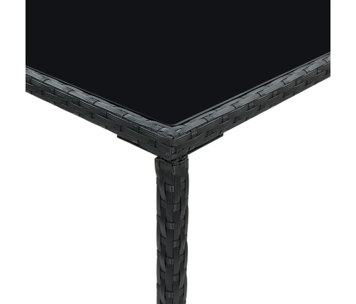 Mesa alta de jardín ratán sintético y vidrio negro 70x70x110 cm