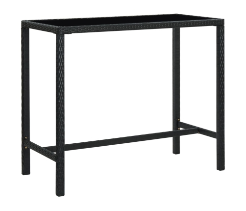 Mesa alta de jardín ratán sintético y vidrio negro 130x60x110cm