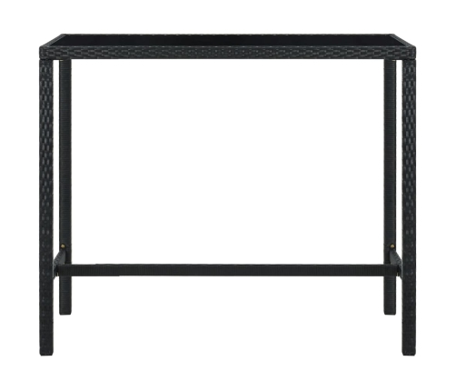 vidaXL Mesa alta de jardín ratán sintético y vidrio negro 130x60x110cm