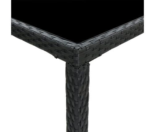 vidaXL Mesa alta de jardín ratán sintético y vidrio negro 130x60x110cm