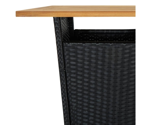 vidaXL Mesa alta ratán sintético y madera de acacia negro 60x60x110 cm