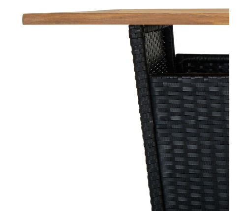 Mesa alta ratán sintético y madera de acacia negro 80x80x110 cm