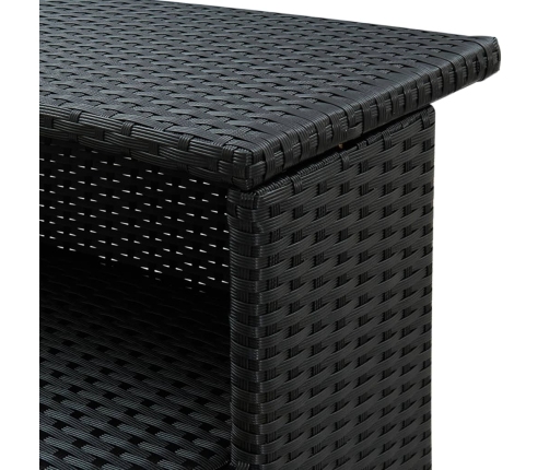 Mesa alta de jardín ratán sintético negro 120x55x110 cm