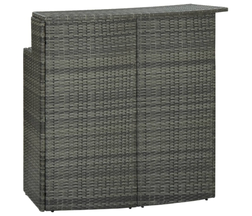 Mesa alta de jardín ratán sintético gris 120x55x110 cm