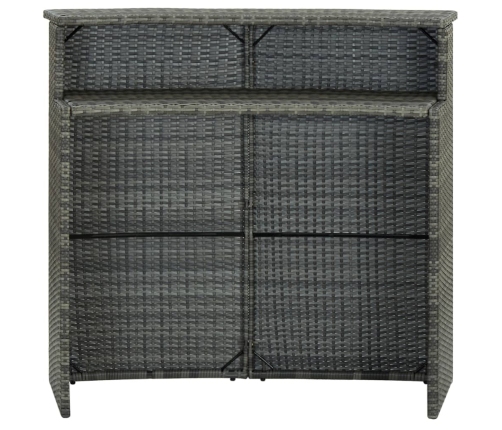 Mesa alta de jardín ratán sintético gris 120x55x110 cm