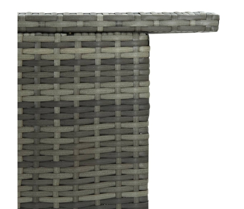 Mesa alta de jardín ratán sintético gris 120x55x110 cm