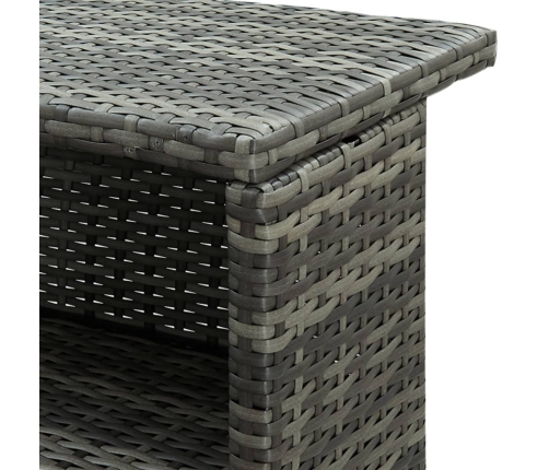 Mesa alta de jardín ratán sintético gris 120x55x110 cm