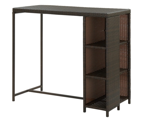 vidaXL Mesa bar estante almacenaje 120x60x110cm ratán sintético marrón