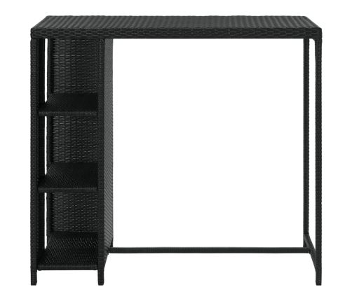 Mesa bar estante almacenaje 120x60x110cm ratán sintético negro