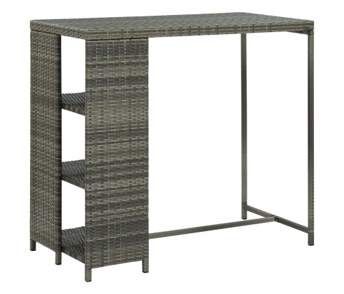 vidaXL Mesa bar estante almacenaje 120x60x110cm ratán sintético gris