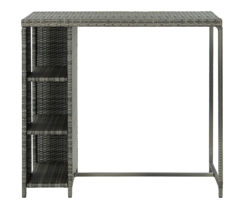 vidaXL Mesa bar estante almacenaje 120x60x110cm ratán sintético gris