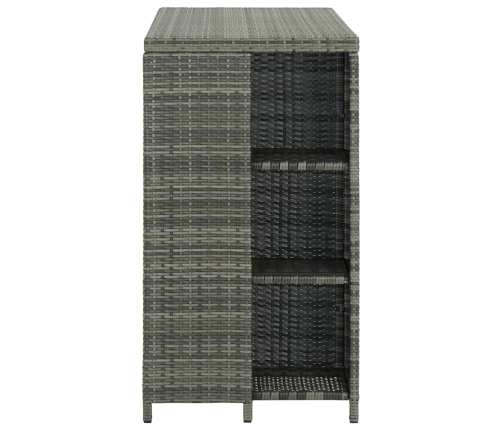 vidaXL Mesa bar estante almacenaje 120x60x110cm ratán sintético gris