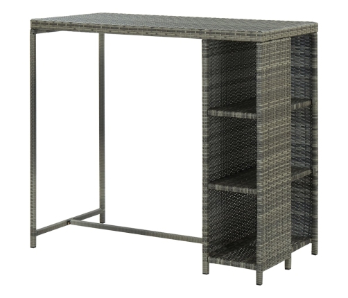 vidaXL Mesa bar estante almacenaje 120x60x110cm ratán sintético gris