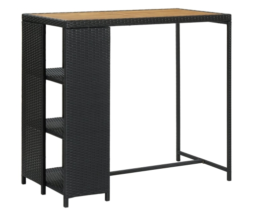 vidaXL Mesa bar estante almacenaje 120x60x110 cm ratán sintético negro