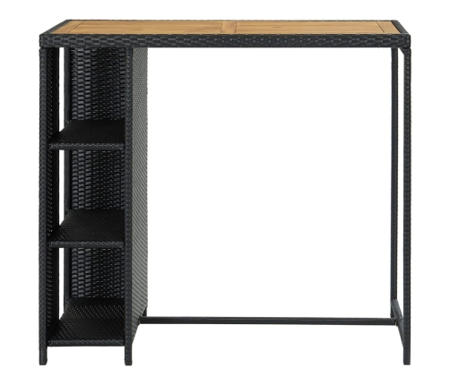 vidaXL Mesa bar estante almacenaje 120x60x110 cm ratán sintético negro