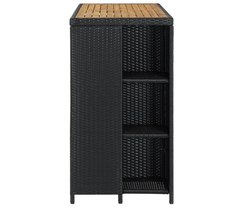 vidaXL Mesa bar estante almacenaje 120x60x110 cm ratán sintético negro