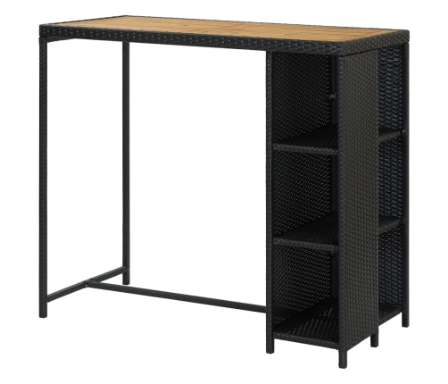 vidaXL Mesa bar estante almacenaje 120x60x110 cm ratán sintético negro