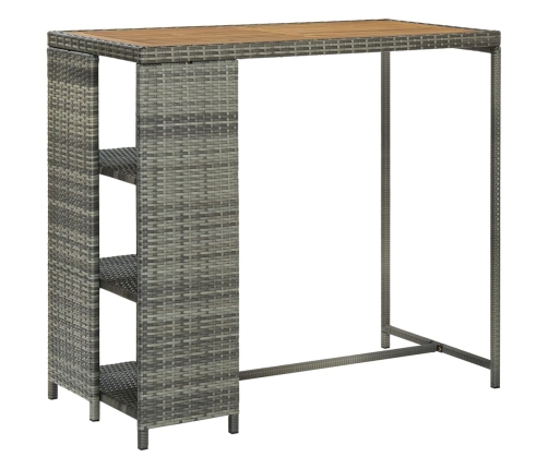 vidaXL Mesa bar estante almacenaje 120x60x110 cm ratán sintético gris