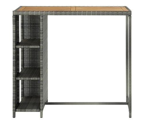 vidaXL Mesa bar estante almacenaje 120x60x110 cm ratán sintético gris