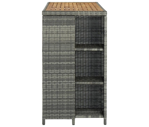 vidaXL Mesa bar estante almacenaje 120x60x110 cm ratán sintético gris