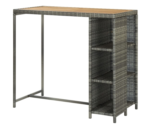 vidaXL Mesa bar estante almacenaje 120x60x110 cm ratán sintético gris