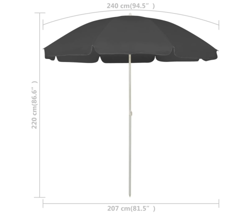 Sombrilla de playa antracita 240 cm