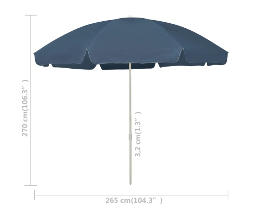Sombrilla de playa azul 300 cm
