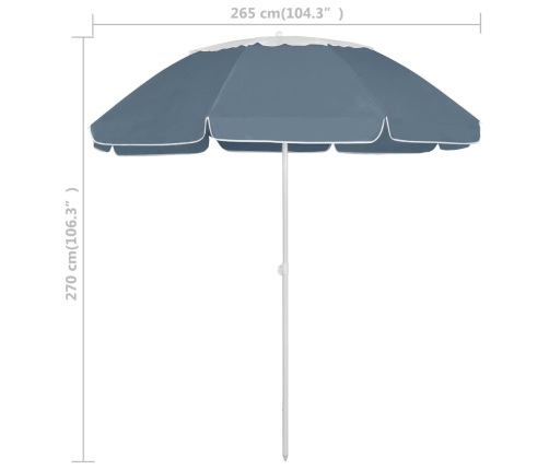 Sombrilla de playa azul 300 cm