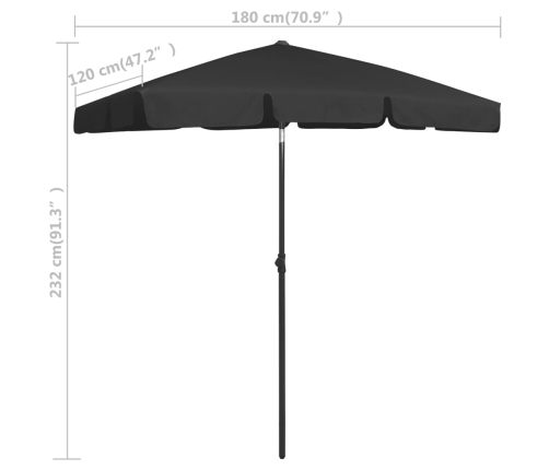 Sombrilla de playa negro 180x120 cm