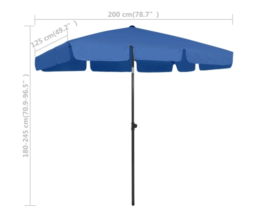 Sombrilla de playa azul 200x125 cm